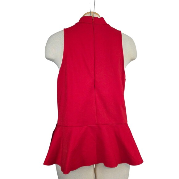 Anthropologie Top Womans Large Red Cressida Mock Neck Tank Ruffle Resort - Picture 5 of 9